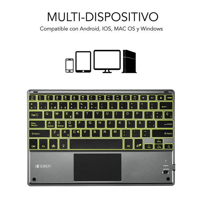 Subblim Teclado Smart Backlit con Touchpad Gris Subblim Teclado Smart Backlit con Touchpad Gris